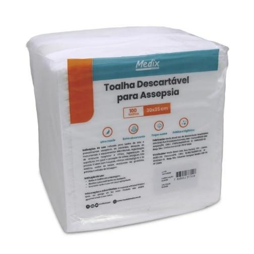 TOALHA DESCARTAVEL P/ ASSEPSIA 50G COM 100 UNIDADES