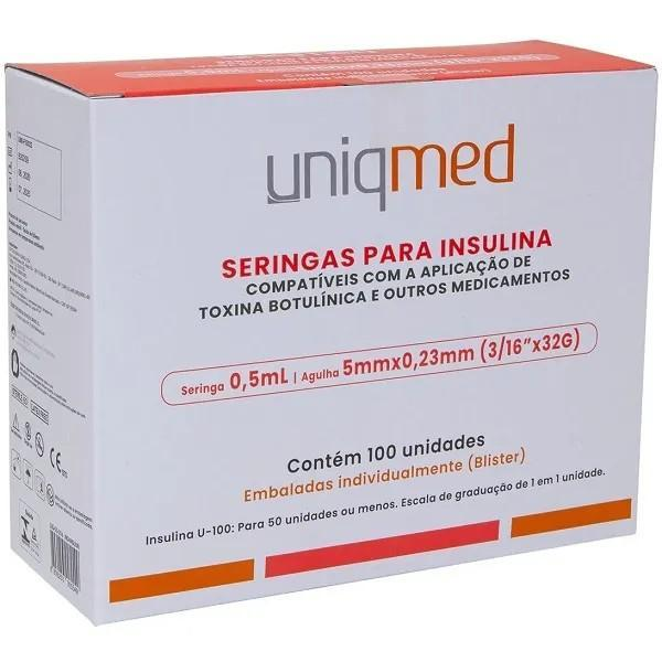 SERINGAS PARA INSULINA 0,5ML 5MM X 32G BLISTER UNIQMED
