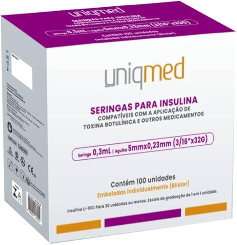 SERINGAS PARA INSULINA 0,3ML 5MM X 32G BLISTER UNIQMED