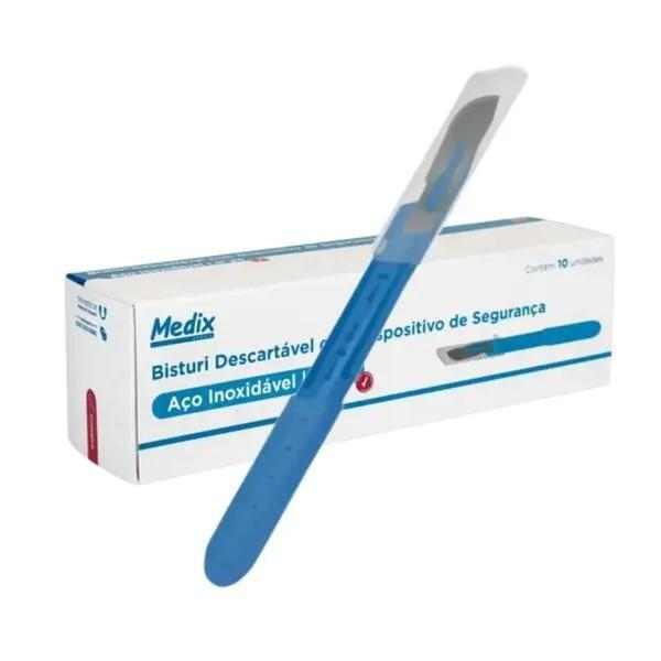 BISTURI DESCARTÁVEL COM DISPOSITIVO DE SEGURANÇA N°15 MEDIX