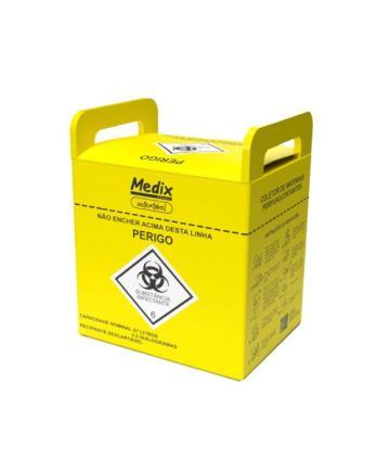 COLETOR PERFURO-CORTANTE AMARELO 1,5, 7L, 13L e 20L MEDIX